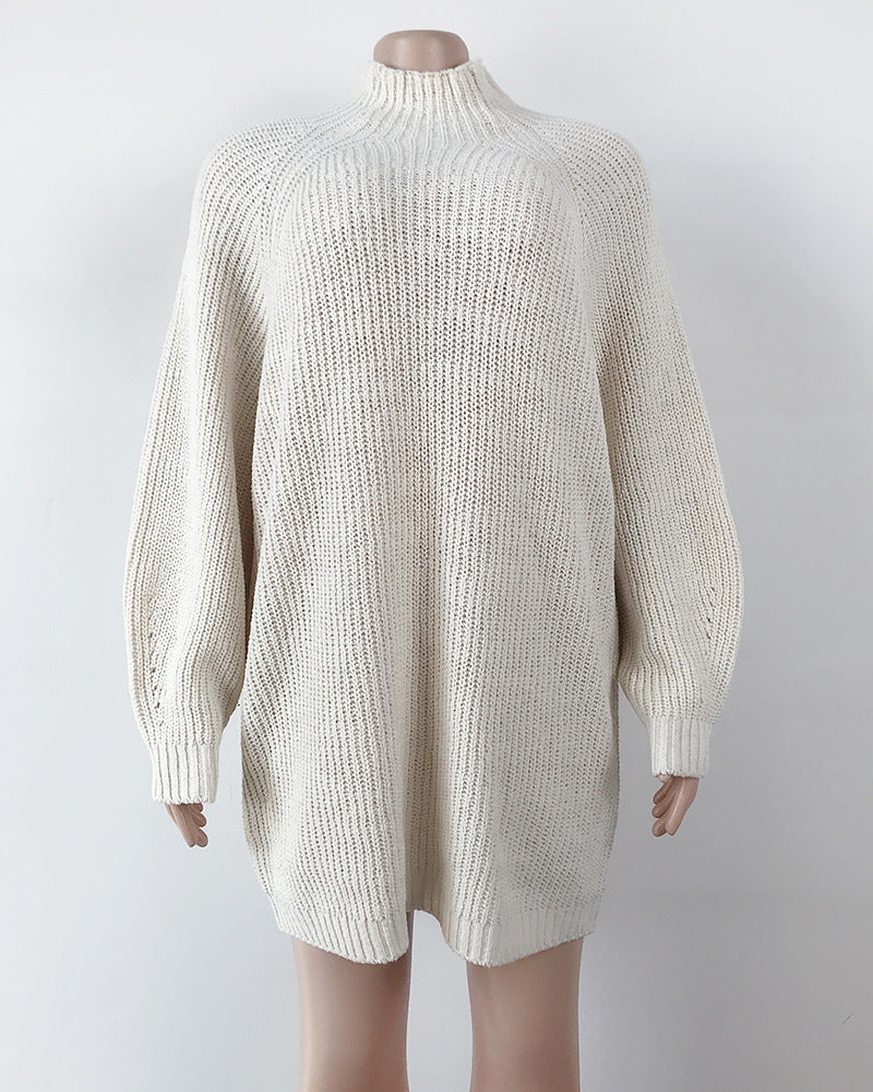 Turtleneck Solid Color Long Sweater