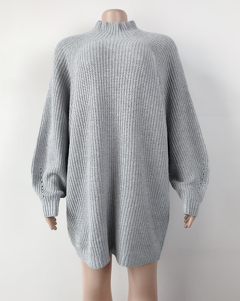 Turtleneck Solid Color Long Sweater