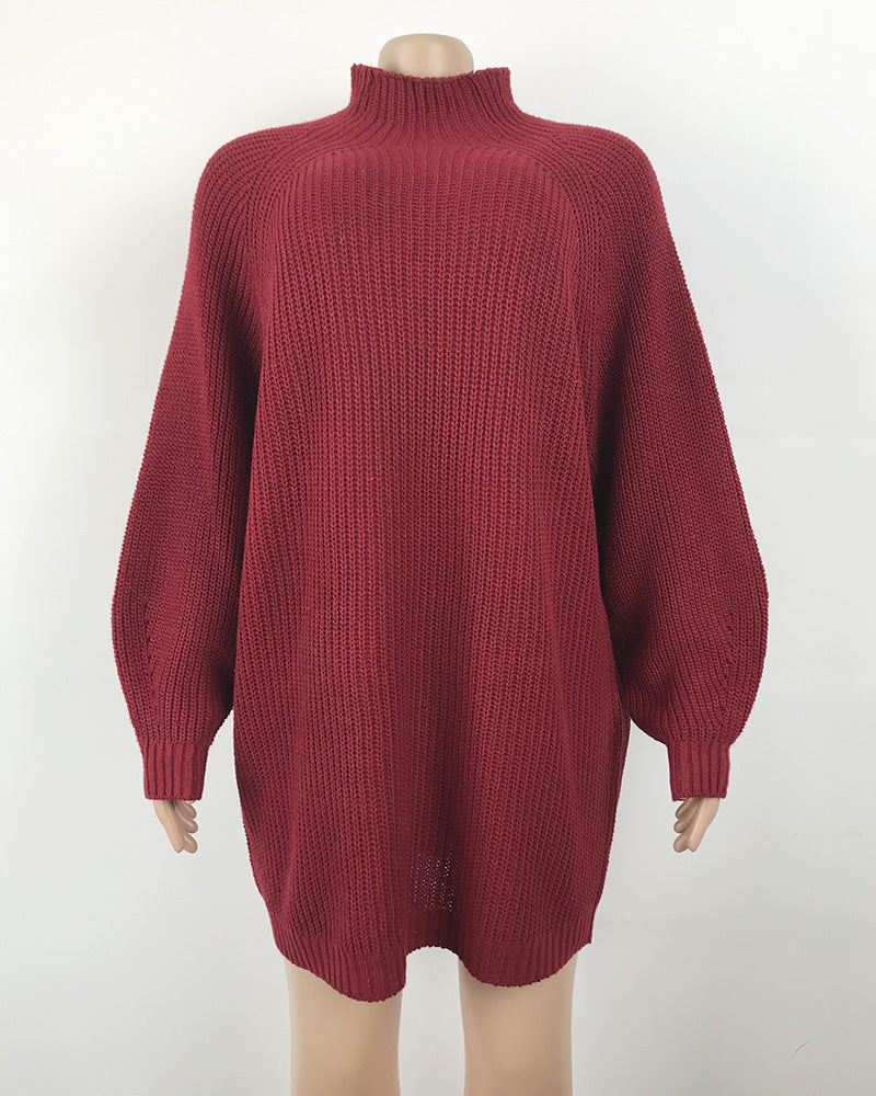 Turtleneck Solid Color Long Sweater