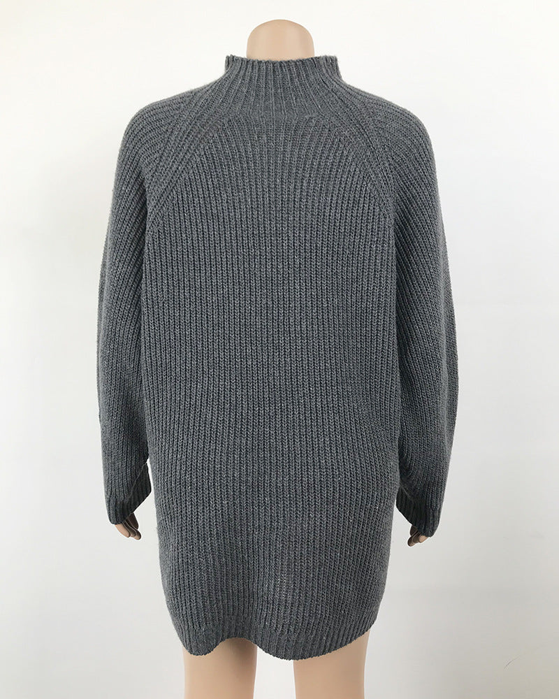 Turtleneck Solid Color Long Sweater