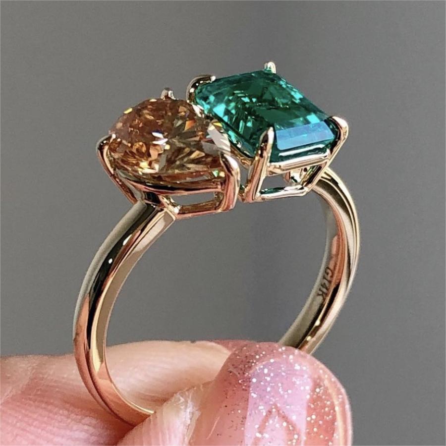 Creative Double Stones Ring