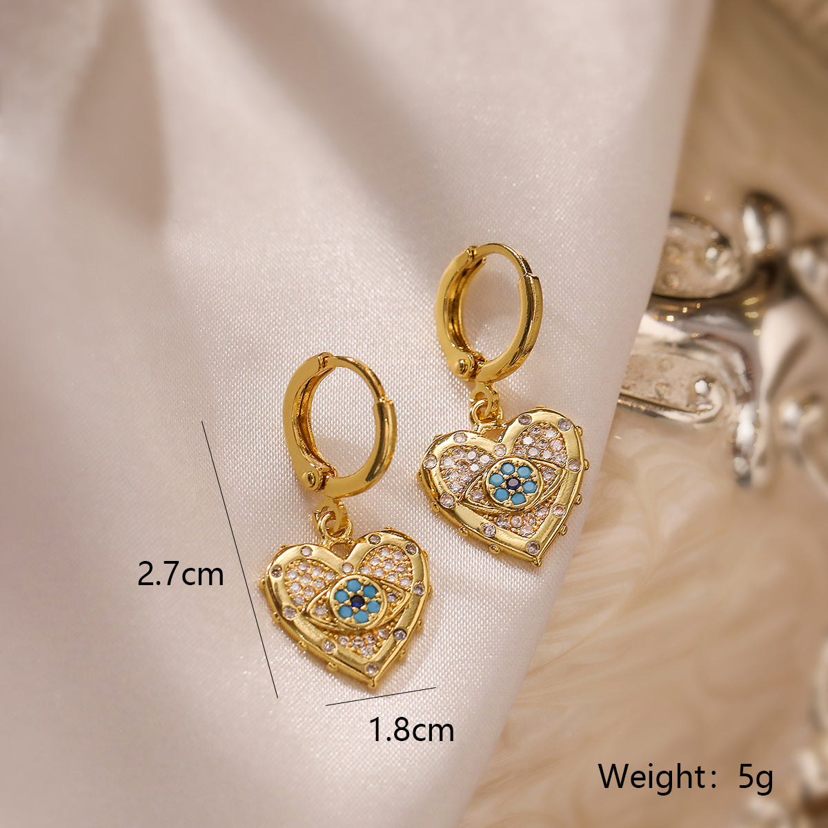 Heart-Shaped Zircon Pendant Necklace And Earrings Suite