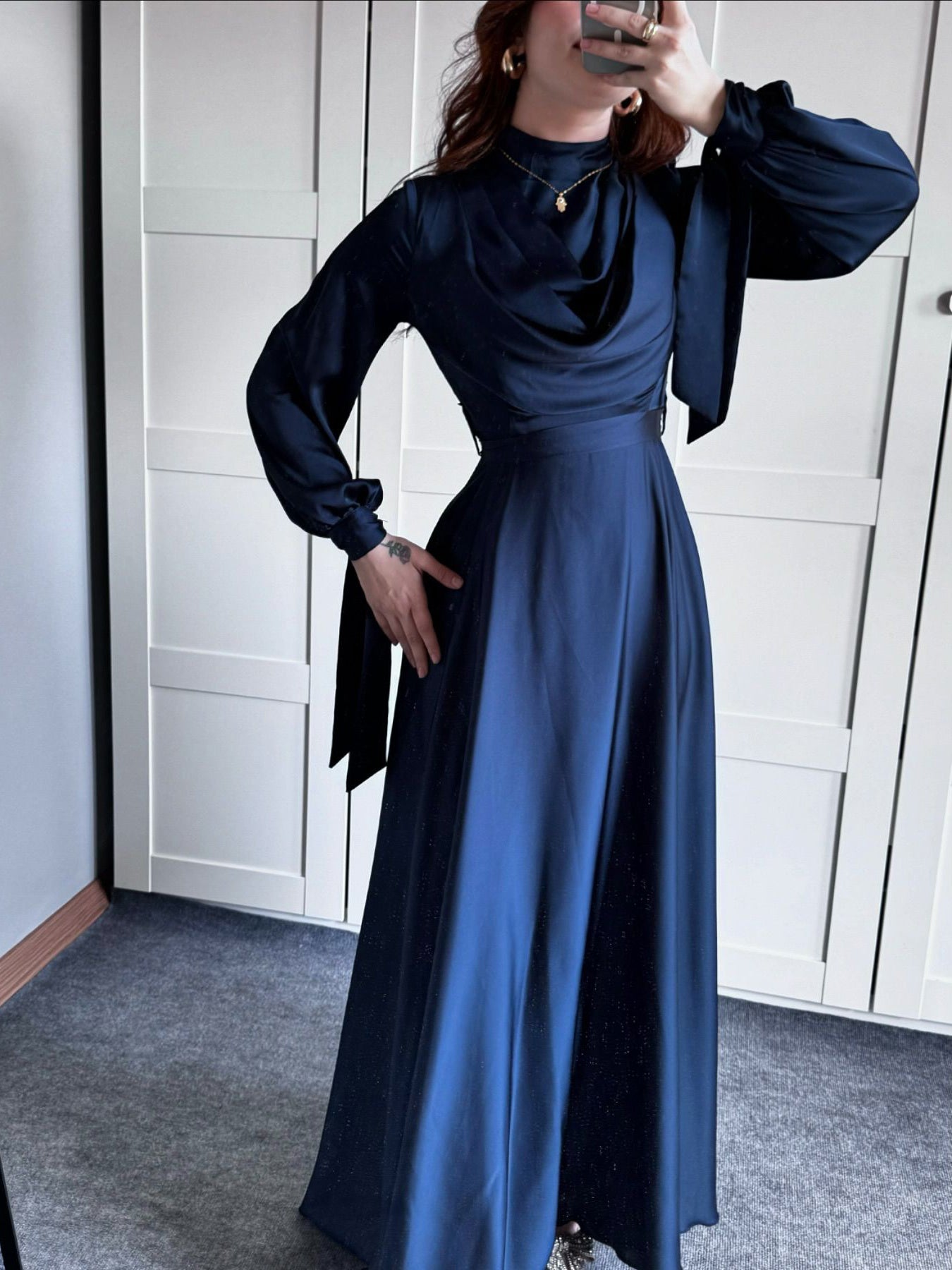 Celestial Satin Maxi Dress