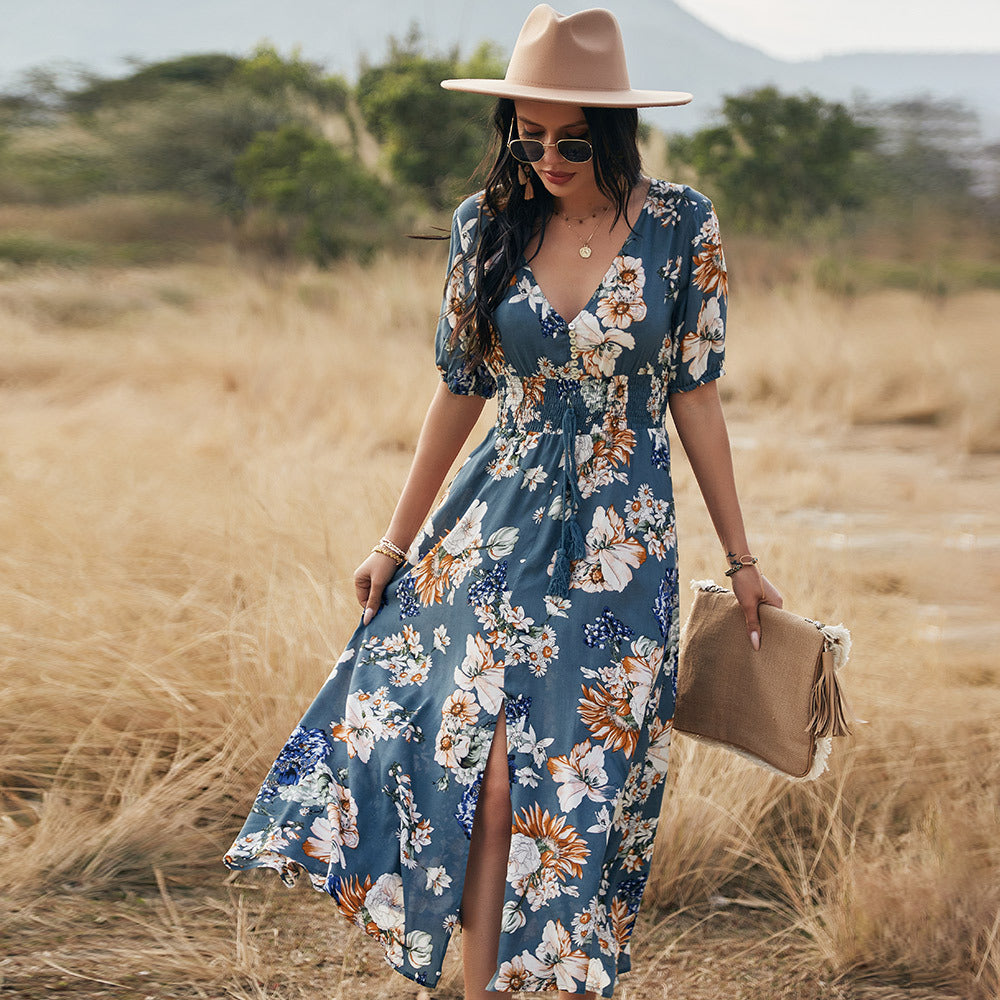 Beach Dress With Floral Design