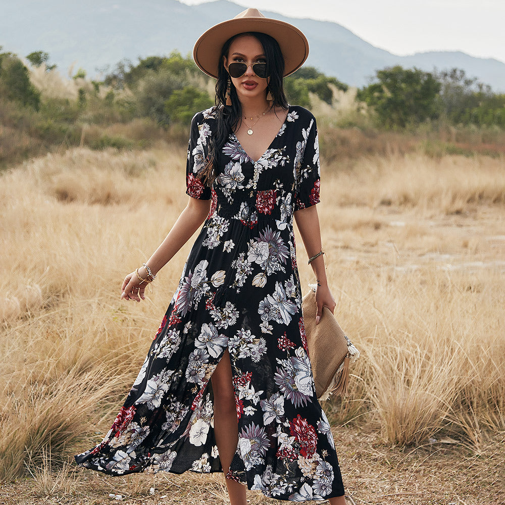 Beach Dress With Floral Design