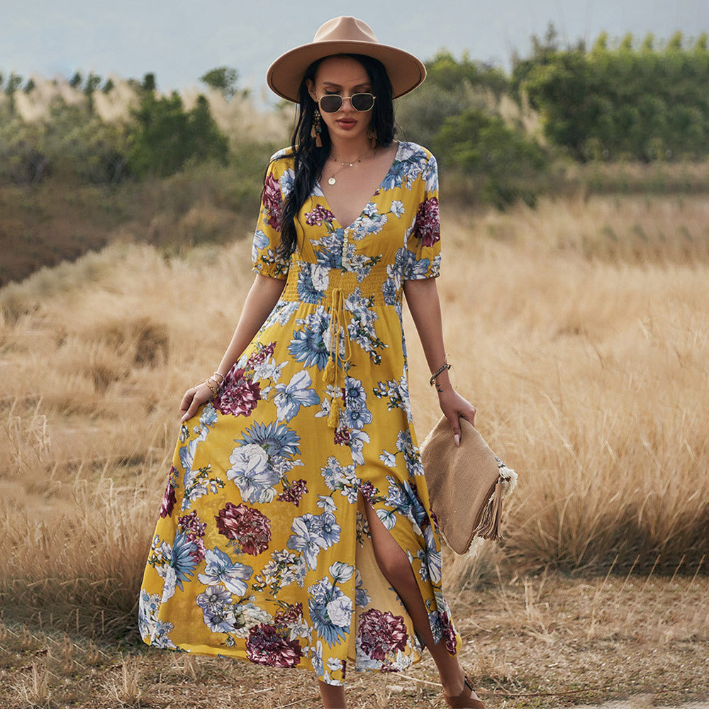 Beach Dress With Floral Design