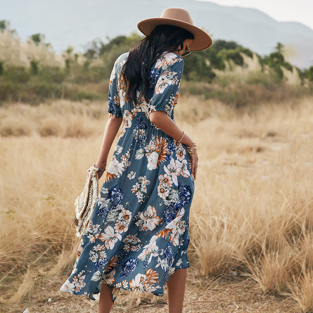 Beach Dress With Floral Design